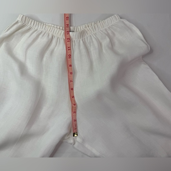 Russ Berens White Linen Capri Pants Elastic Waistband Size Medium - Picture 7 of 8